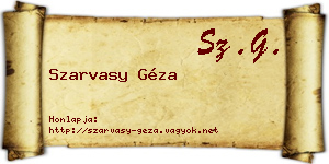 Szarvasy Géza névjegykártya