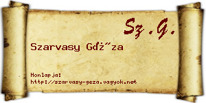 Szarvasy Géza névjegykártya